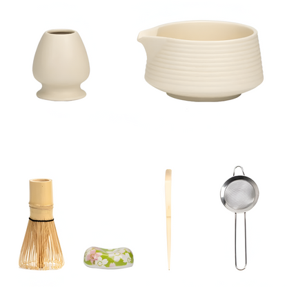Matcha Set 8-Piece | Ceramic Bowl 500 ml | With Bamboo Accessories | Complete Set
