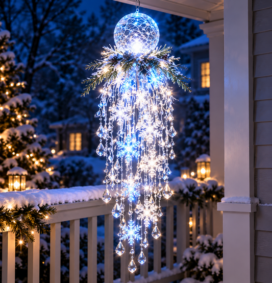 Cascira | Outdoor Hanging Christmas Lights, LED with Crystal Accents