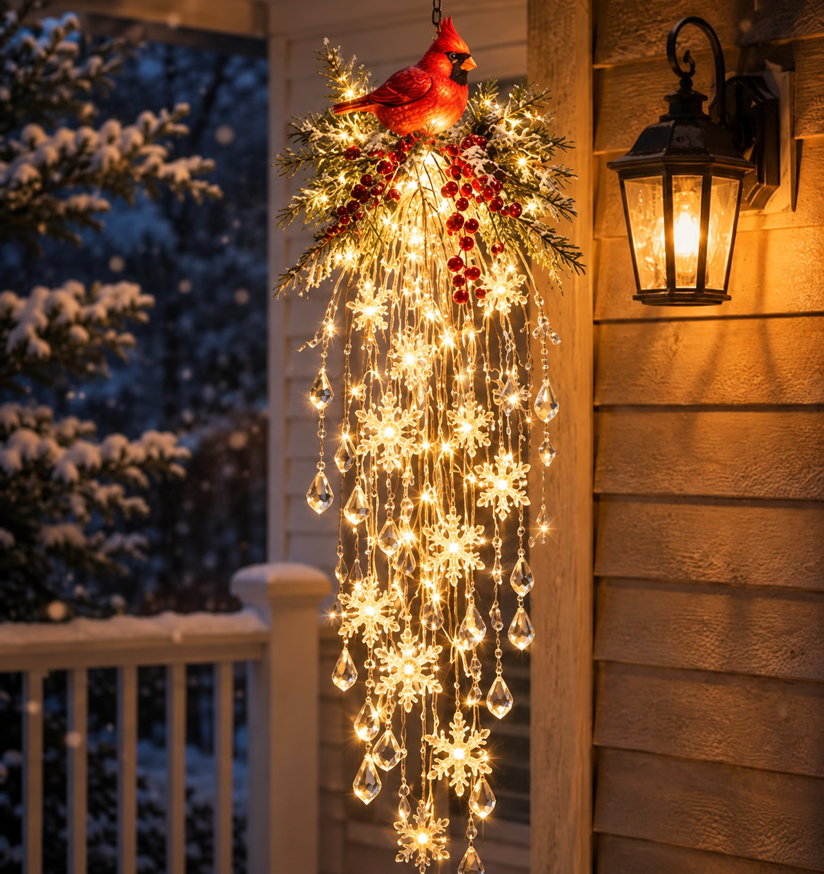 Cascira | Hanging Outdoor Christmas Light, LED with Crystal-Style Accents
