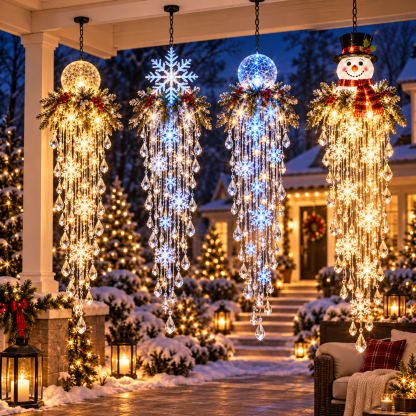 Cascira | Hanging Outdoor Christmas Light, LED with Crystal-Style Accents
