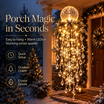 Cascira | Hanging Outdoor Christmas Light, LED with Crystal-Style Accents