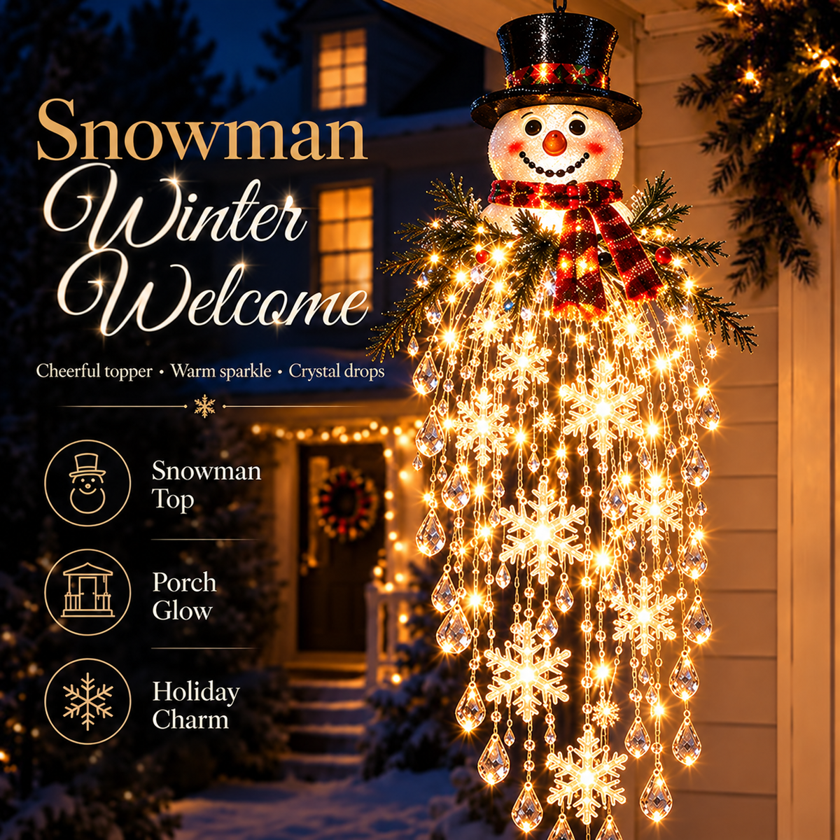 Cascira | Hanging Outdoor Christmas Light, LED with Crystal-Style Accents