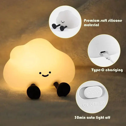 Nuvia Lumo | Lampada da comodino LED ricaricabile USB a forma di nuvola con dimmer touch