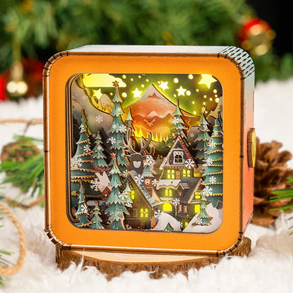 Hyggelo | 3D wooden house Christmas decoration, dimmable and rechargeable via USB-C