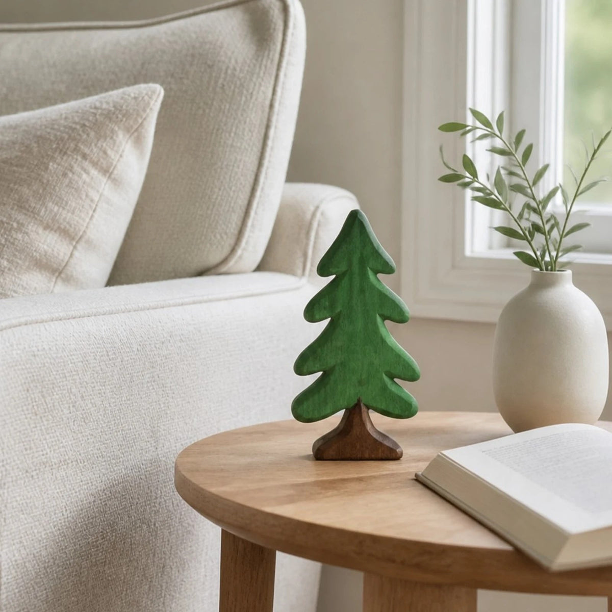 Abetta | Albero di Natale in legno dipinto a mano, decorazione da tavolo, 10 cm