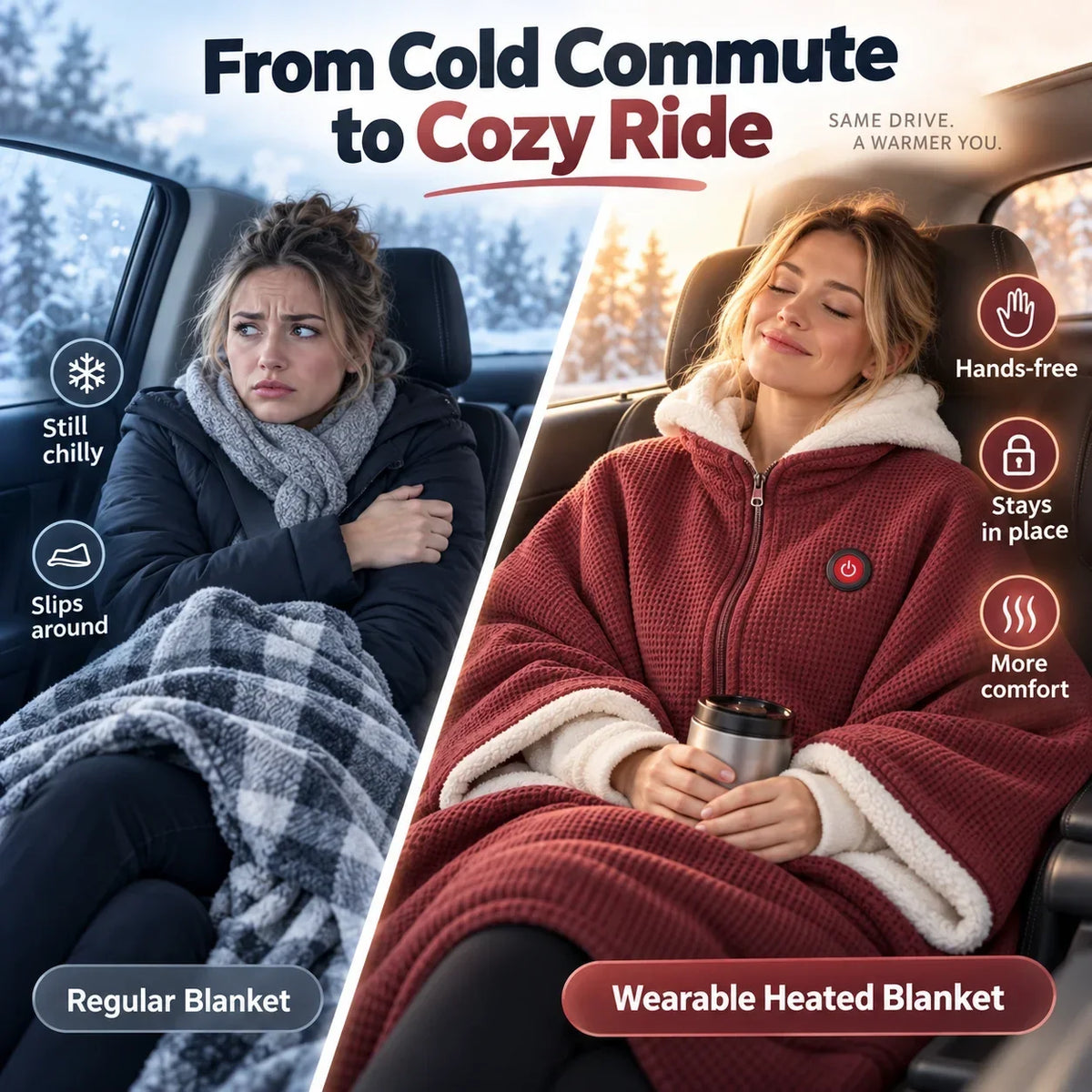 Halvino | Coperta riscaldante da indossare con USB e 3 livelli di calore
