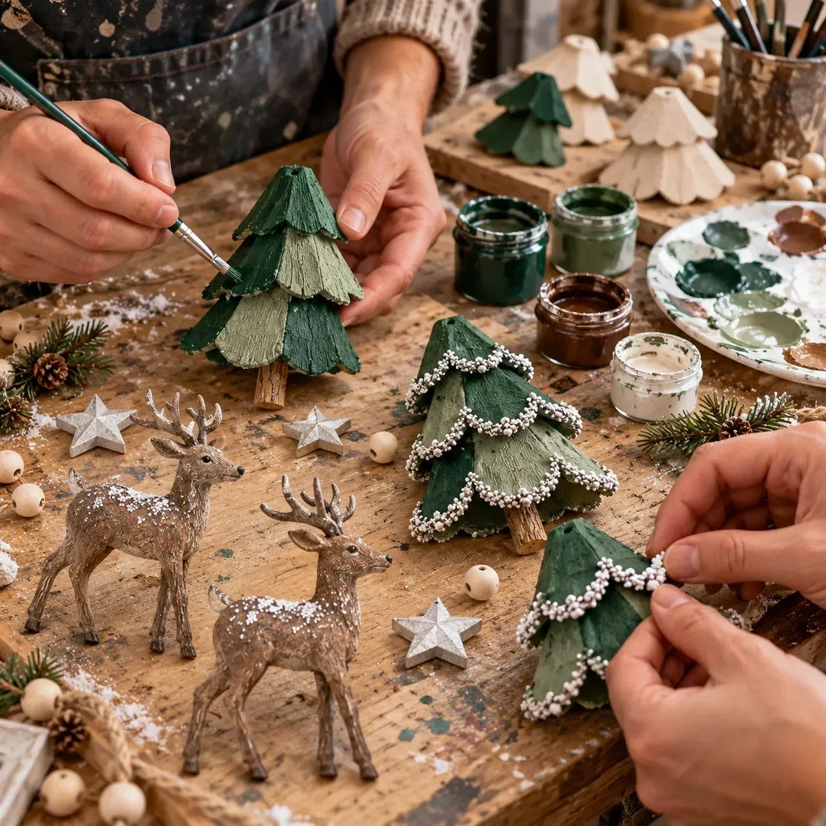 Waldora | Beleuchtete Weihnachtsgirlande mit Hirschen, handgemacht 80 cm