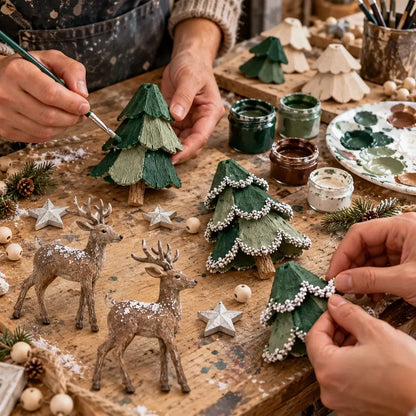 Waldora | Beleuchtete Weihnachtsgirlande mit Hirschen, handgemacht 80 cm