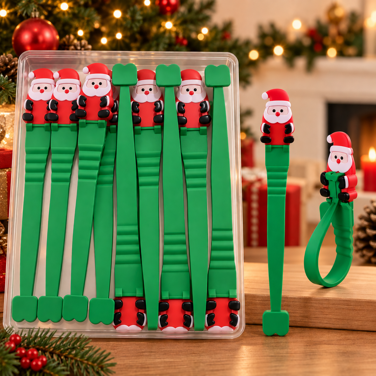 Klebino | Ganci adesivi in silicone a forma di Babbo Natale, set da 12 senza forare