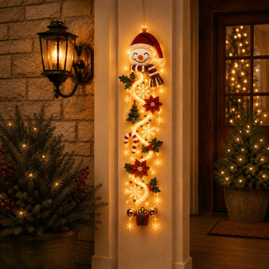 Merrilum | Decorazione natalizia luminosa da appendere alla porta, 120 cm, 6 motivi
