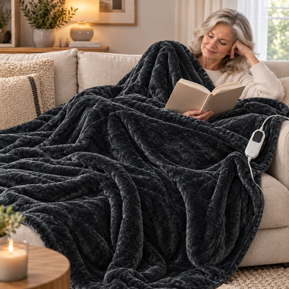 Flanora | Heizdecke aus Flanell und Sherpa mit Fernbedienung und Timer