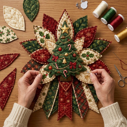 Stichora | Kit da cucito natalizio per la porta, cucitura a mano senza macchina da cucire, ca. 40 × 35 cm