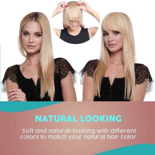 FringeLuxe | Frangia a clip in fibra sintetica resistente al calore con base in monofilamento