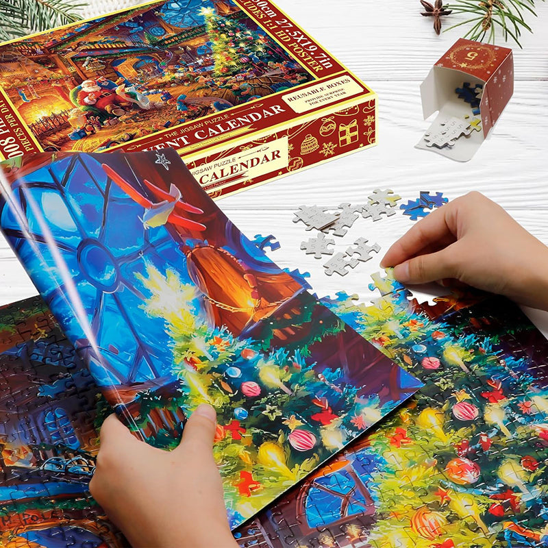 Piecora | Calendrier de l’Avent puzzle de 1008 pièces avec motif de Noël