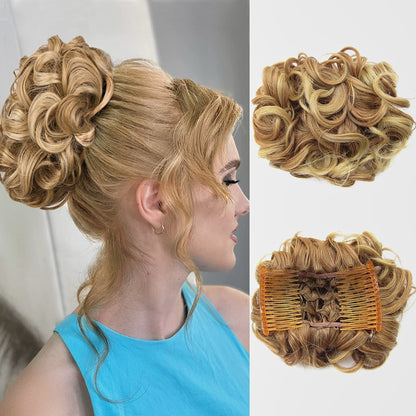 Duttina | Lockiger Messy-Bun-Haarteil mit Gummiband, 2er-Set