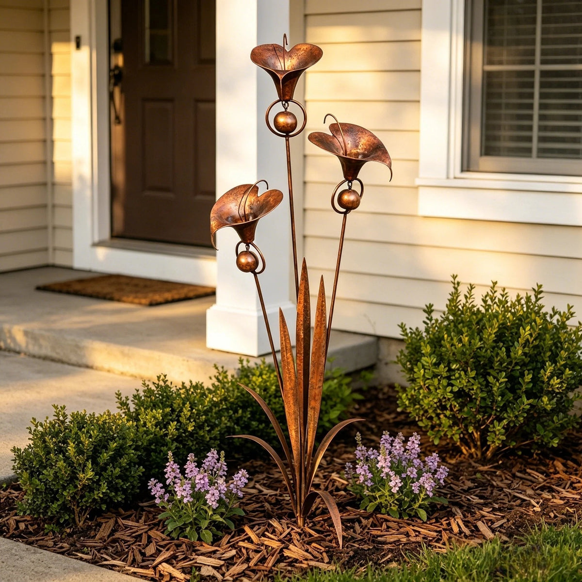 Calvessa | Gartenstecker mit Calla-Blüten und Glocken aus Eisen, 120 cm