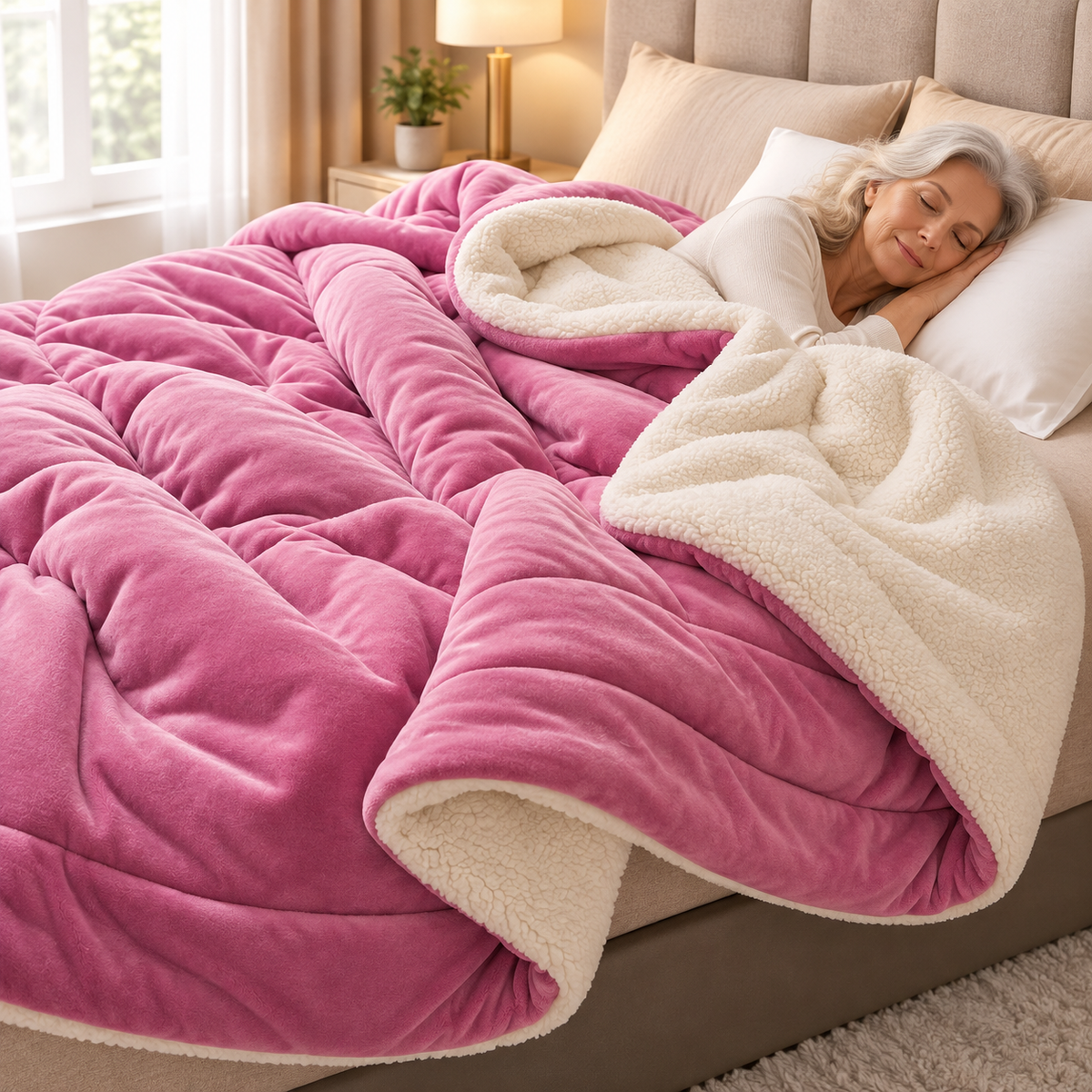 Kuschova | Coperta morbida double-face in micropile e sherpa, 200 × 230 cm