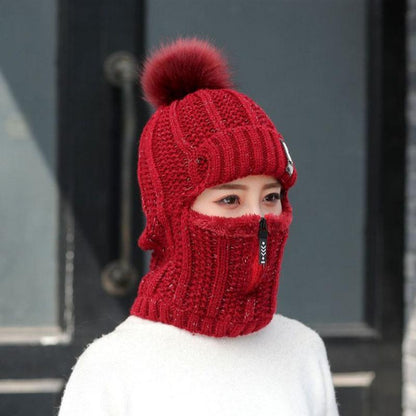 Mutzelo | Gorro de invierno de lana de punto grueso con protección para las orejas, elástico