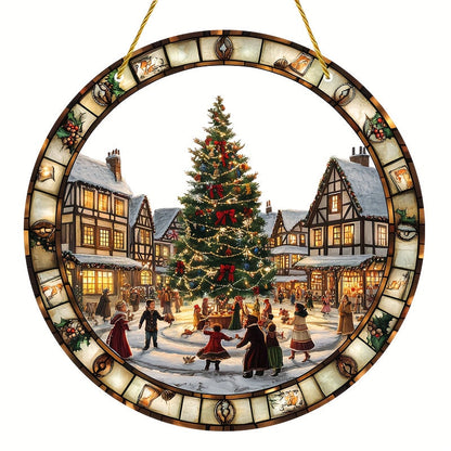 Winora | Christmas decor window hanging made of acrylic with Christmas village