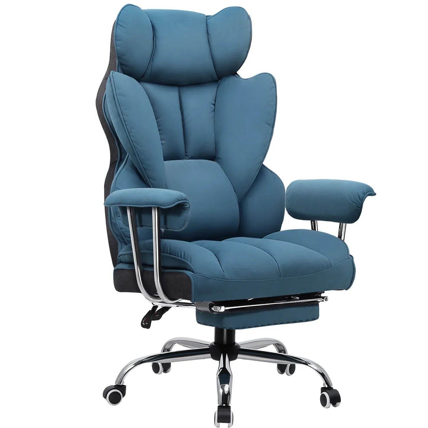 Valona – Ergonomic Fabric Gaming Chair with Footrest & Springy Seat Cushion