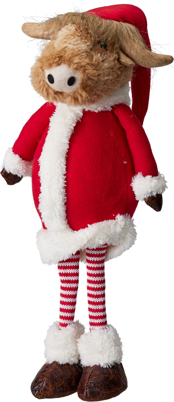 Mossla | Bue delle Highlands in peluche da seduto per Natale con cappello, 66 cm