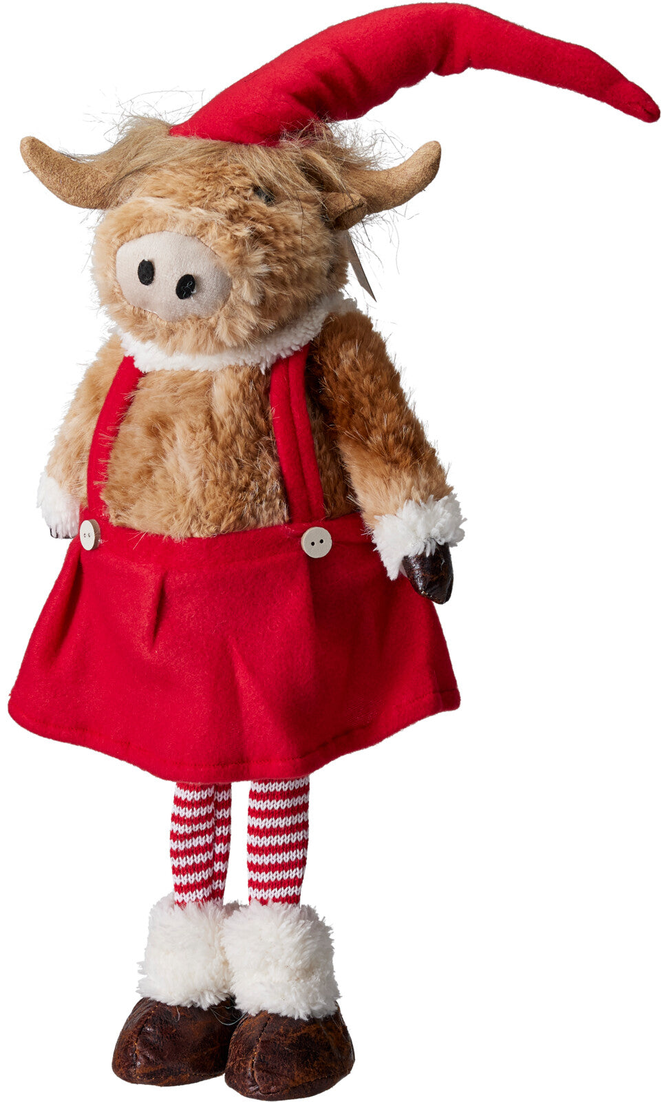 Mossla | Bue delle Highlands in peluche da seduto per Natale con cappello, 66 cm