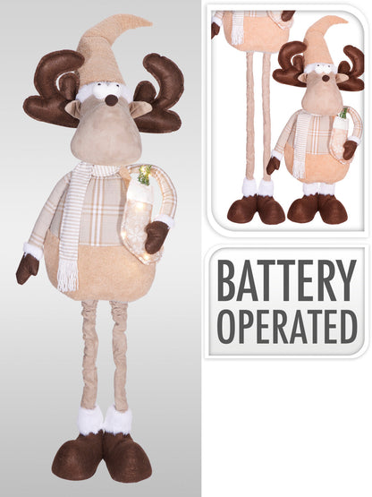 Rentelo | Renna gigante in peluche con LED e gambe telescopiche, fino a 190 cm