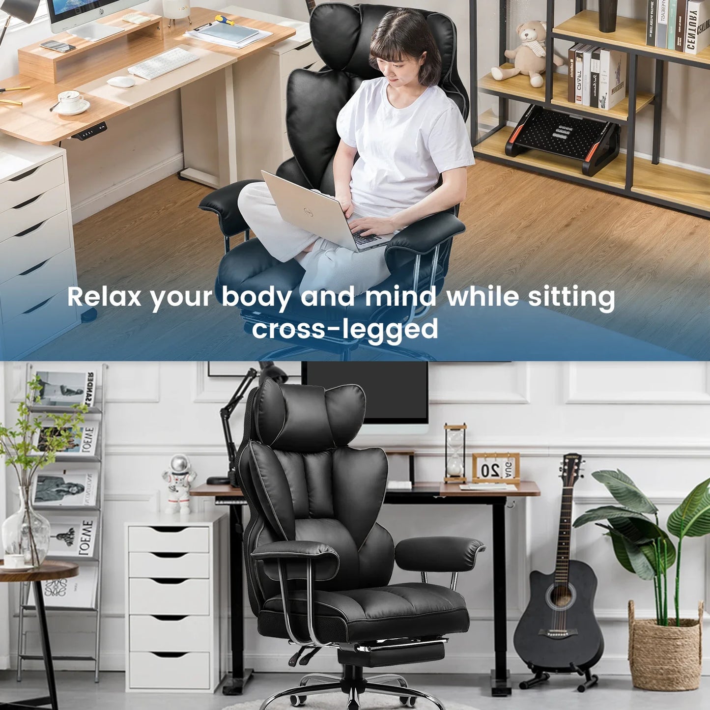 Valona – Ergonomic Fabric Gaming Chair with Footrest & Springy Seat Cushion