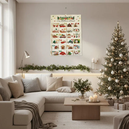 Advelia | Adventskalender aus Stoff zum Befüllen mit 24 Taschen
