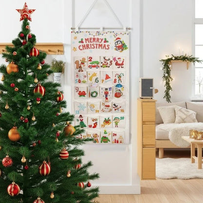 Advelia | Adventskalender aus Stoff zum Befüllen mit 24 Taschen