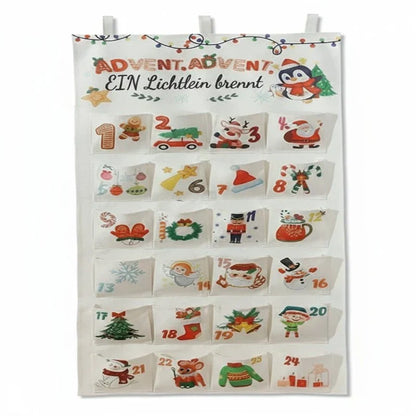 Advelia | Adventskalender aus Stoff zum Befüllen mit 24 Taschen