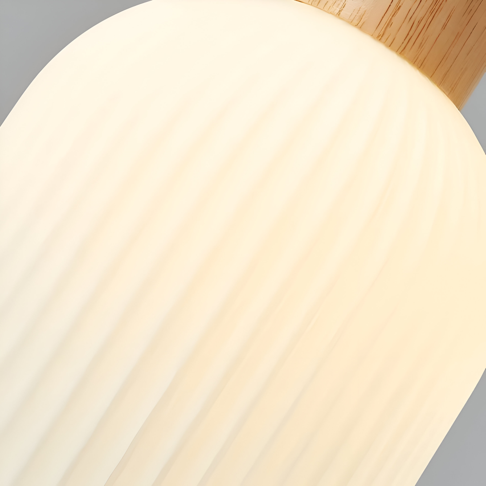 AkariLuxe Lampada a sospensione – Elegante lampada a sospensione in vetro bianco rigato in stile Japandi