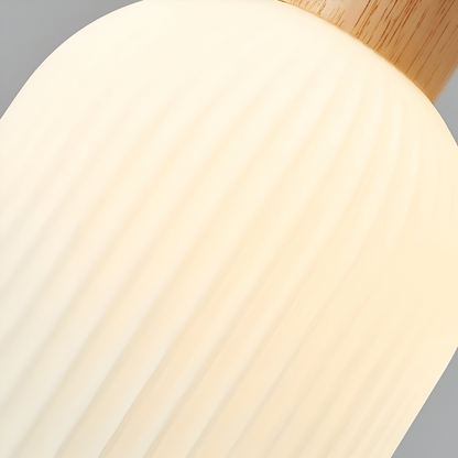 AkariLuxe Lampada a sospensione – Elegante lampada a sospensione in vetro bianco rigato in stile Japandi