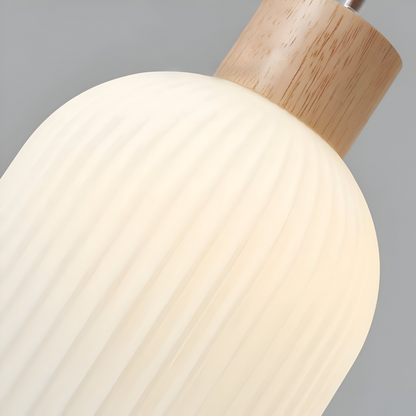 AkariLuxe Lampada a sospensione – Elegante lampada a sospensione in vetro bianco rigato in stile Japandi