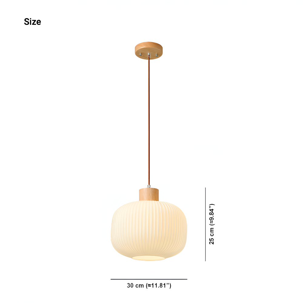 AkariLuxe Lampada a sospensione – Elegante lampada a sospensione in vetro bianco rigato in stile Japandi