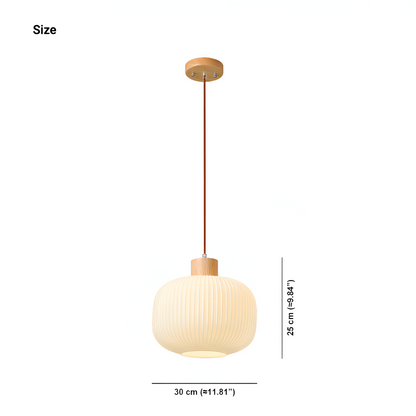 AkariLuxe Lampada a sospensione – Elegante lampada a sospensione in vetro bianco rigato in stile Japandi