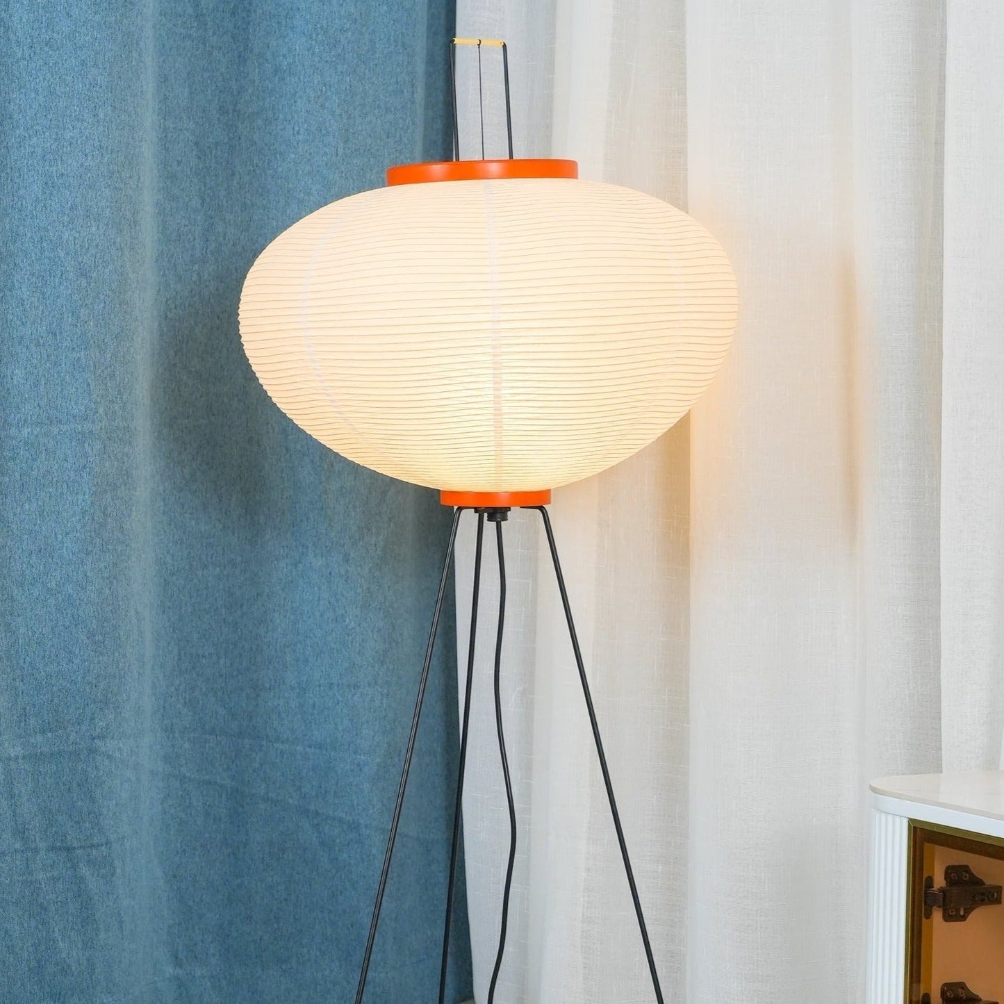 Lunora Haze | Lampadaire sculptural en papier de riz au style Japandi