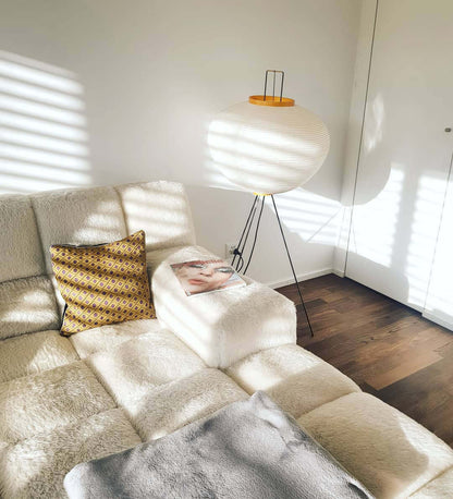 Lunora Haze | Lampadaire sculptural en papier de riz au style Japandi