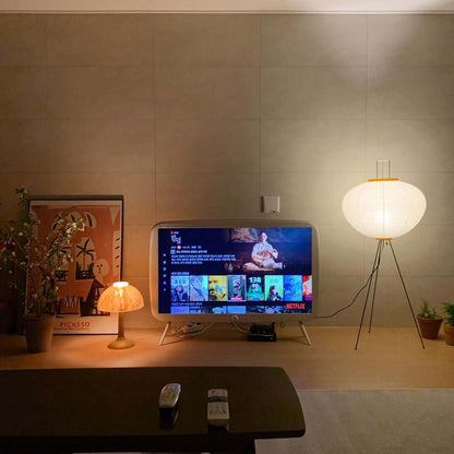 Lunora Haze | Lampadaire sculptural en papier de riz au style Japandi