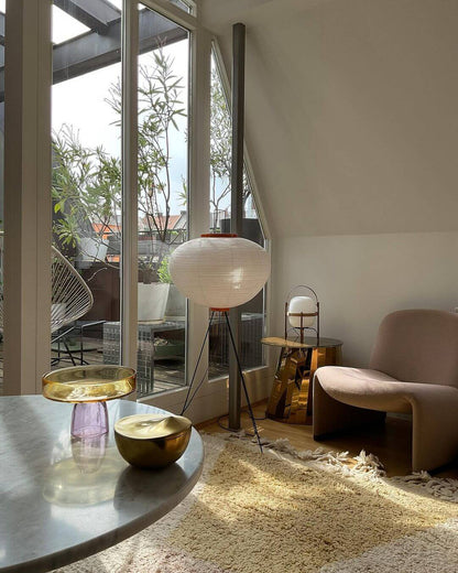 Lunora Haze | Lampadaire sculptural en papier de riz au style Japandi
