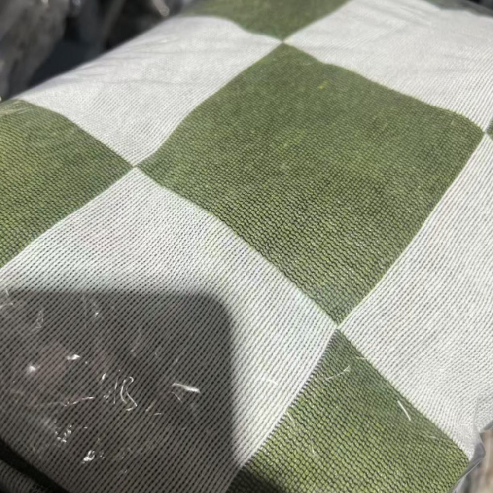 Coperta da picnic a quadri | Coperta per tutto l'anno con frange | 130x180 cm | Misto microfibra