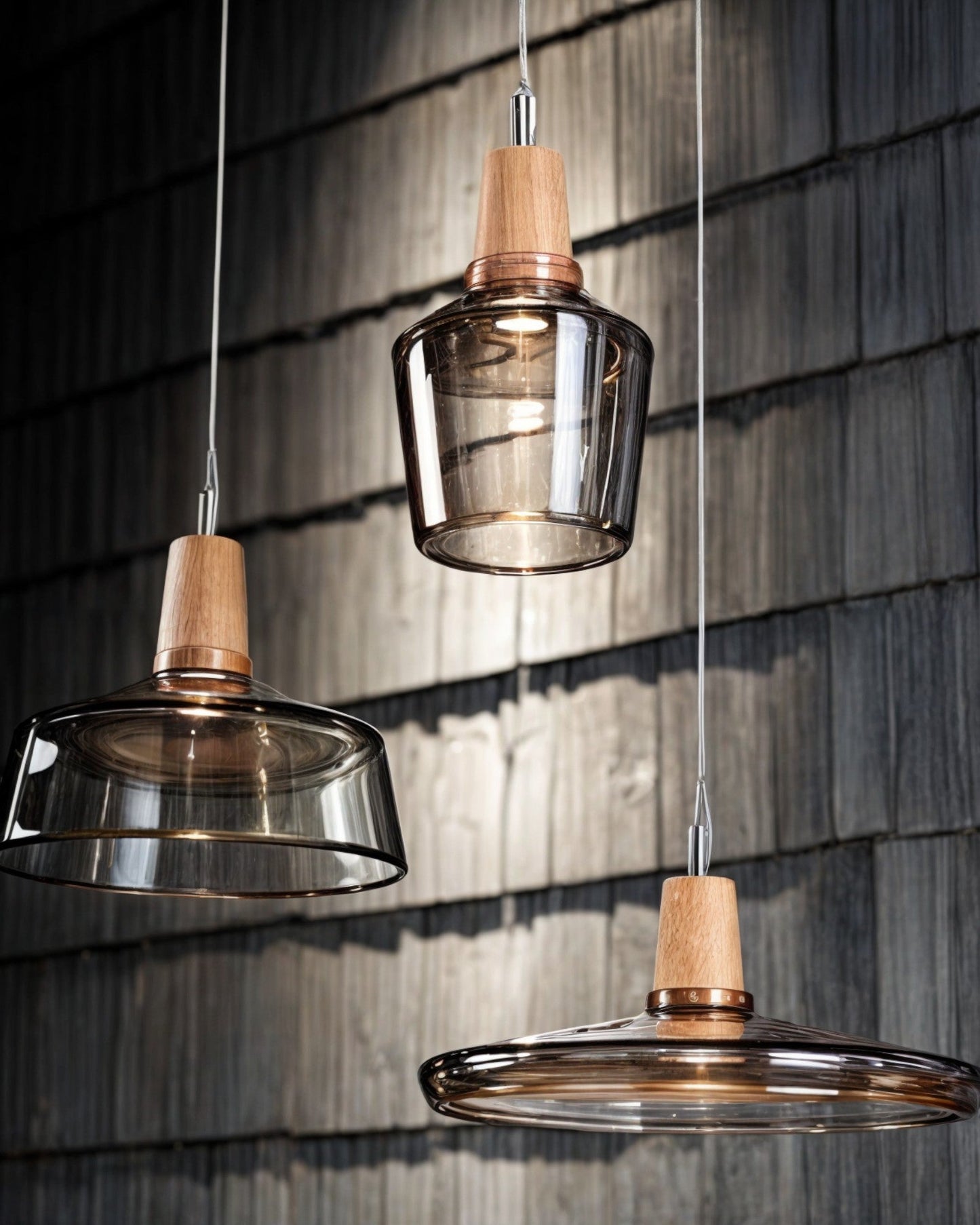Lampada Loft – Lampada in vetro scandinava moderna con base in legno (E27)