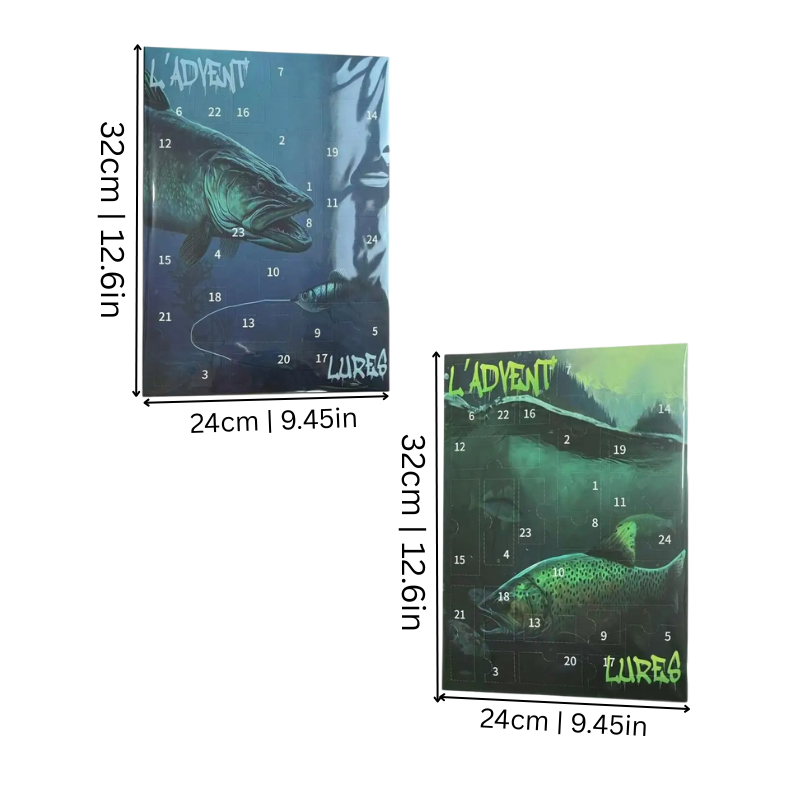 Koderia | Calendario de Adviento de pesca con 24 señuelos de metal y plástico