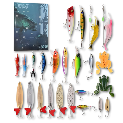 Koderia | Calendario de Adviento de pesca con 24 señuelos de metal y plástico