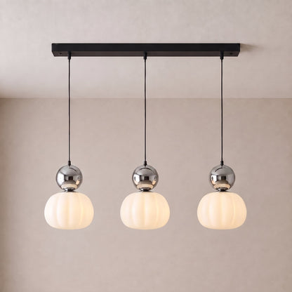 Fluvena | Art Deco Pendelleuchte mit geriffeltem Acrylschirm, 1 oder 3 Leuchten