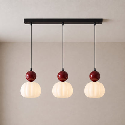 Fluvena | Art Deco Pendelleuchte mit geriffeltem Acrylschirm, 1 oder 3 Leuchten