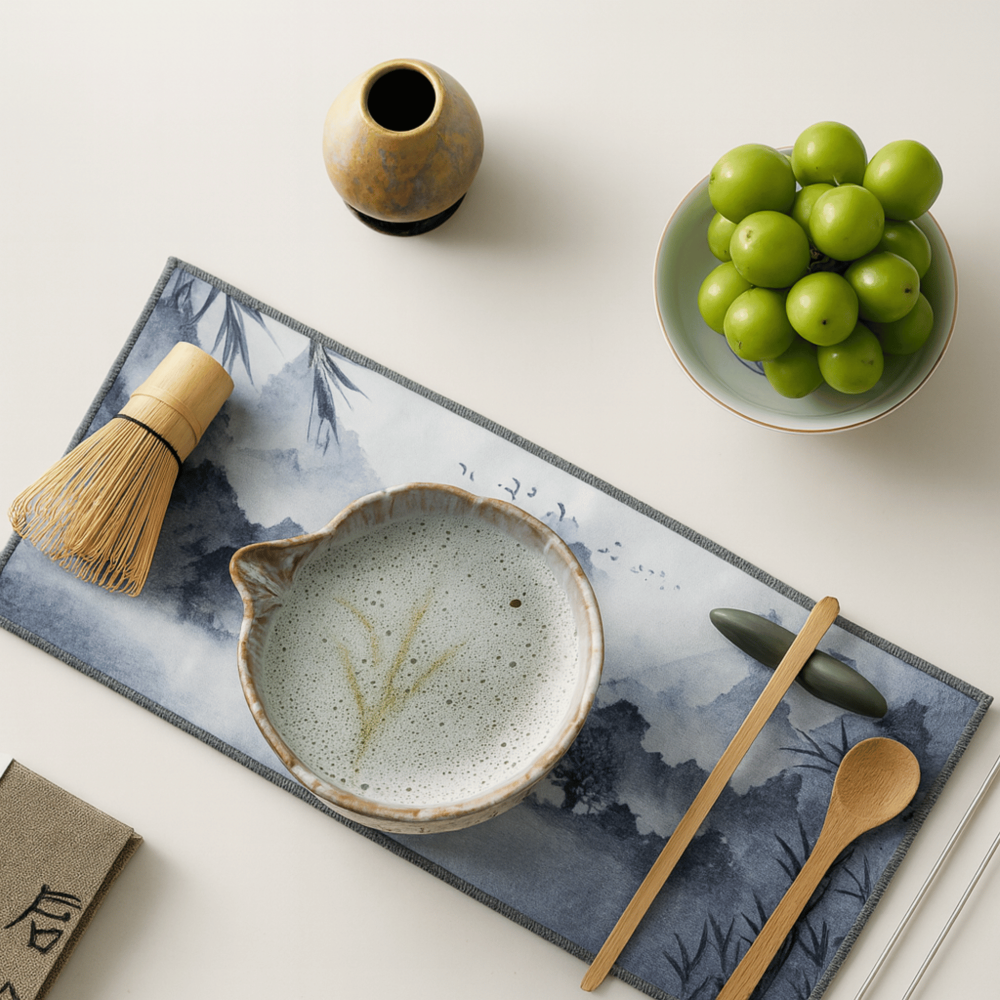 Set Matcha 8 pezzi | Ciotola in ceramica fatta a mano 550 ml | Con accessori in bambù