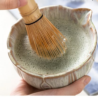Set Matcha 8 pezzi | Ciotola in ceramica fatta a mano 550 ml | Con accessori in bambù