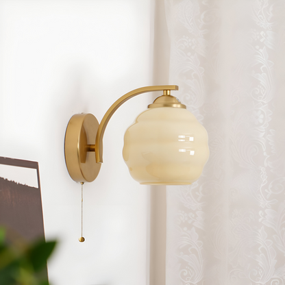 MilkyLume – Artistic Art Deco Style Wall Light in Milk Glass & Metal