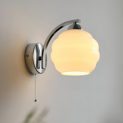 MilkyLume – Artistic Art Deco Style Wall Light in Milk Glass & Metal